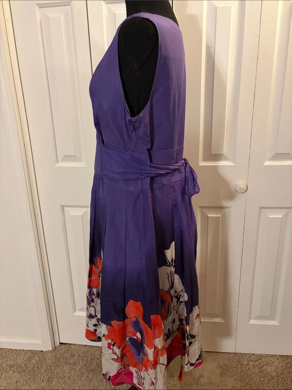Jones New York Purple Floral Fit and Flare Midi Dress - Picture 3 of 9